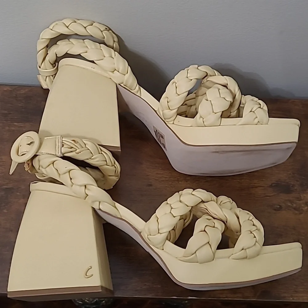 Circus NY by Sam Edelman MABLE Chunky Pale Yellow Platform Sandals size 10